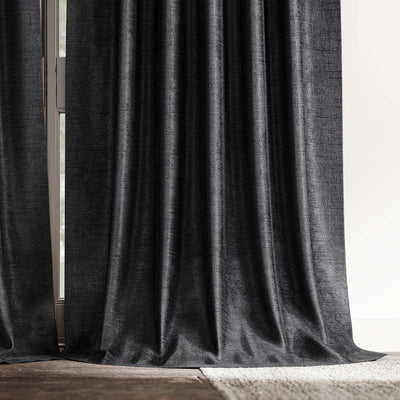 Ava Charcoal Drapery Panels (Set of Two - 52x144 - French Pleats) Made-To-Order