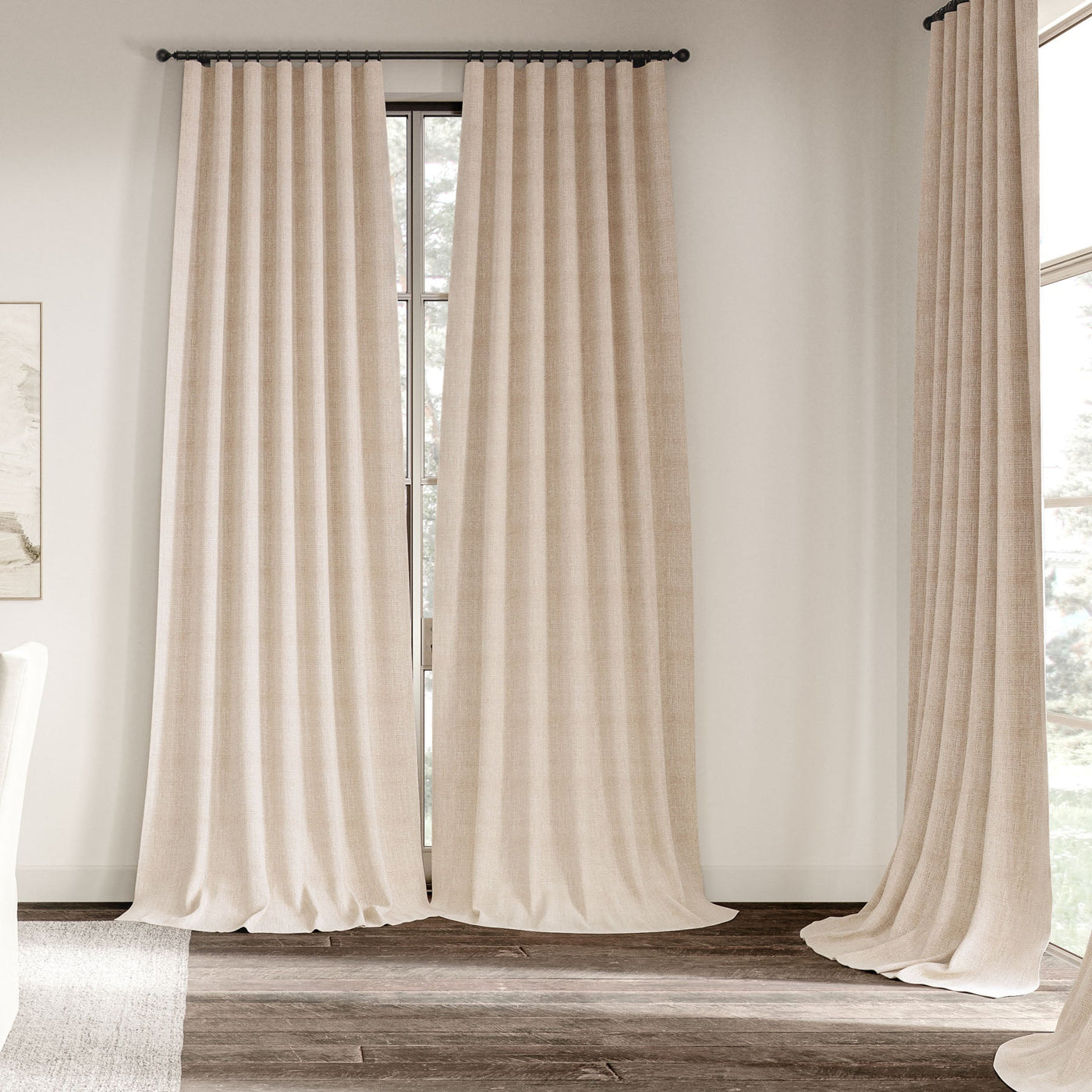 Fixed Panel Drapery Harper Ivory Drapery Panels (Set of Two - 52x144) by Lili Alessandra